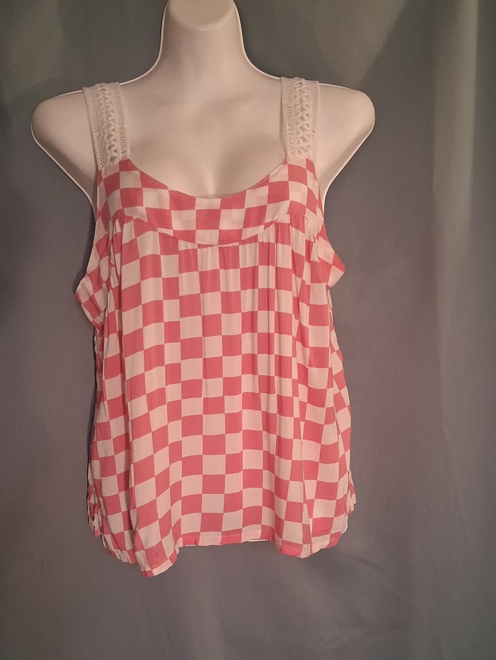 Pink Checkered Sleeveless Top by